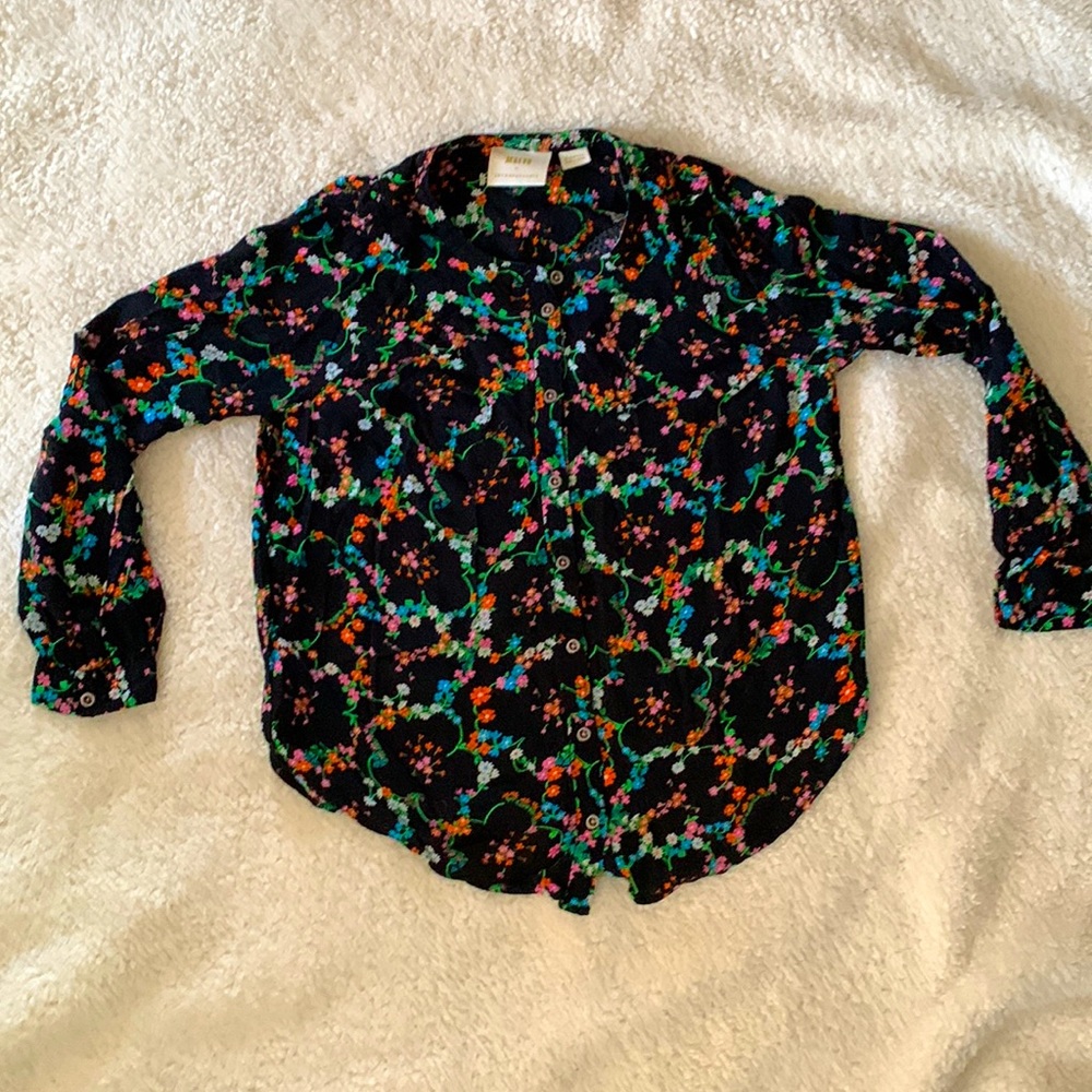 Mauve by Anthropologie. Flowered cotton blouse